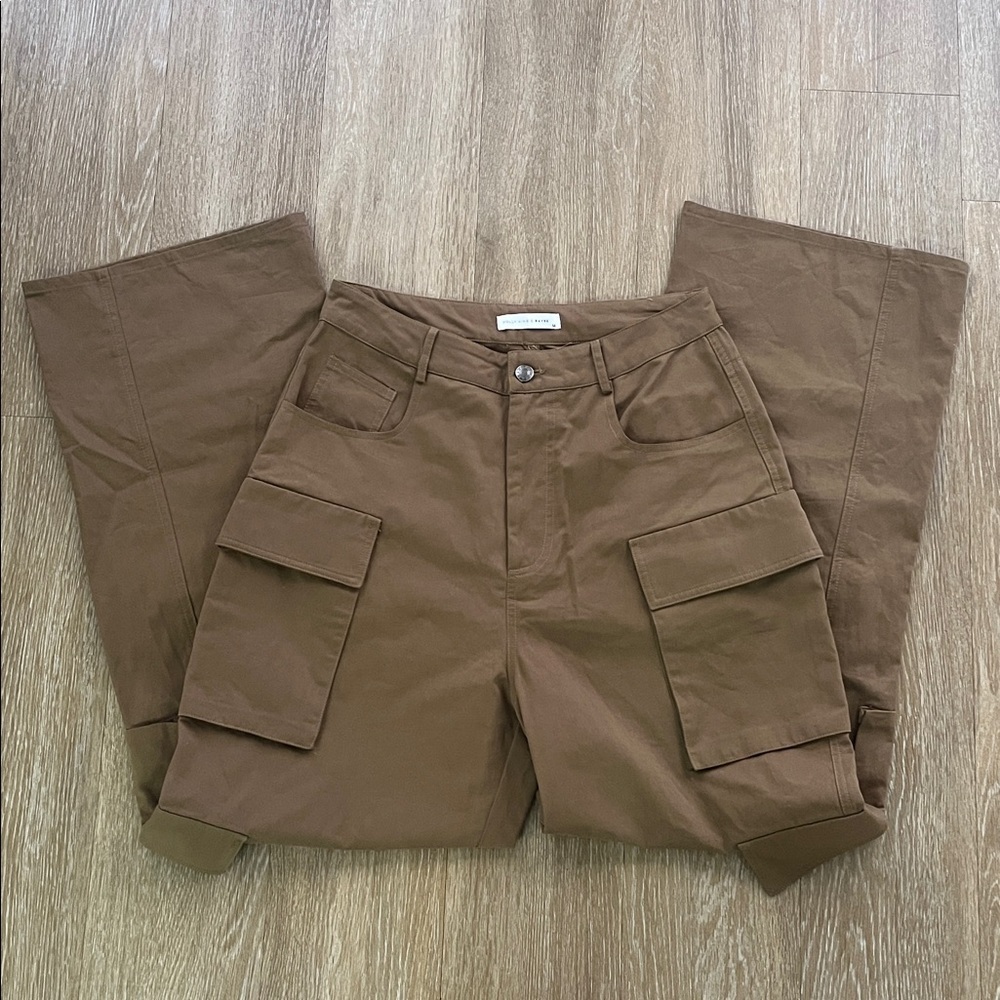 Anthropologie Molly King x Bayse wide Leg Loose Cargo Pants Army Olive Green M - Picture 12 of 14